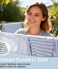 Built Like A Tank Heavy Duty Stainless Steel Clothes Pins 20 Pack Large Metal Laundry Clips, rust-proof clips holding laundry outdoors.