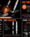 Infographic showing Two Pen Pro Grade Lubricant Kit You Can Trust For 3D Printers And CNC Gear with usage instructions