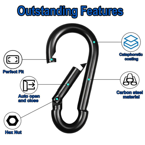 20 Pack Heavy Duty Carabiner Clips 1.57 Inch Snap Hooks Quick Link Buckles for fishing camping hammocks dog leashes