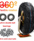 Set Of Four Rock Solid Pneumatic Caster Wheels With Smooth Rolling Rubber Tires For Cart And Furniture Moving Industrial Grade Hauling Gear With No Nonsense Real Deal Build showing 360 degree flexible rotation design with bearings and steel balls.