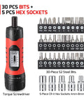 Torque Screwdriver Wrench Set With 29 S2 Alloy Bits And 5 Drive Sockets One Quarter Inch Socket Adapter In Portable Case