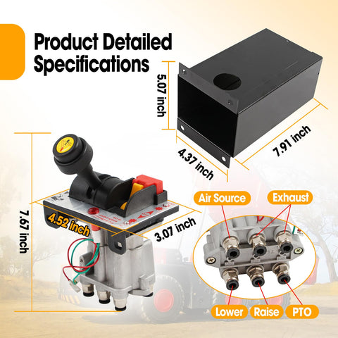 Beefed Up Dual Valve Air Control System For Truck Tipper Dump Pumps, Precise Hydraulic Flow With Kickout, Console Tower, Four Gear Settings, Air Tube Kit, And Smart Auto Decoupling PTO For Smooth Lifting And Efficient Load Handling