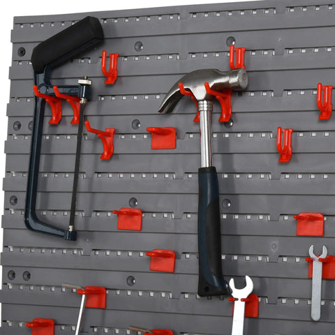54 Piece Wall Mounted Pegboard And Shelf Tool Organizer Kit Slick Gray Storage Solution Hella Organize Your Garage Or Workshop Space With Top Tier Dream Setup Rack