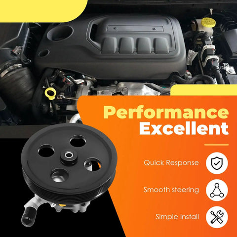 Power Steering Pump With Pulley For Jeep Wrangler 3 8L V6 2007 2008 2009 2010 2011 Replacement Part 20 1001 96 1001 52059899AE 68146649 Direct Fit High Performance OE Replacement For Smooth Steering