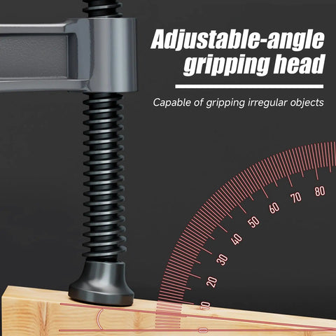 Adjustable-angle gripping head of Heavy Duty Deep Throat U Clamp G Style Woodworking Steel Deep Reach C Clamp for DIY Carpentry