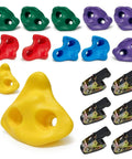 12 Piece Large Ninja Tree Climbing Holds Kit For Kids With 6 Ratchet Straps, Bright 5 Color Climbing Rocks In 3 Shapes Displayed
