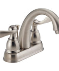 Windemere Centerset Brushed Nickel Bathroom Faucet For 4-Inch 3-Hole Vanity Sink With Metal Push-Pop Drain Assembly Stainless B2596LF-SS