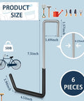 Diagram of Six Pack Heavy Duty Rafter Hooks For Hanging Vinyl Coated Large S Hooks For Ladders, Bikes And Garage Storage Organizer Black