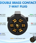 Heavy Duty 7 Way Trailer Plug With 8 Foot Wiring Harness 7 Pin RV Round Connector Cable Weatherproof Junction Box detail view.