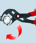 Cobra QuickSet Pump Pliers With Locking Hinge Bolt And Push Function For Tight Spaces shown adjusting a bolt