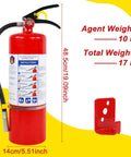 Heavy Hitter 10 Lb ABC Dry Chemical Fire Extinguisher With Wall Mount displaying red cylinder, instruction label, and mounting bracket.