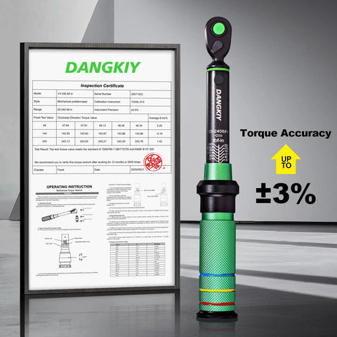 Ultra Precise Mini 1/4 Inch Torque Wrench For Bike, 20 To 240 Inch Pounds Range, 2.3 To 27.1 Newton Meters, Lightweight With 3 Degree Curved Ratchet Head, Quick Release Button, Anti Slip Ergonomic Handle, Ready For Gearheads. with certificate and handle