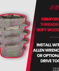 Knife Threaded Inserts For Soft Wood Zinc Hex Flush Thread Inserts 1/4-20 Internal Threads 0.512 Inch Length 100-Pack