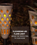 Ceramic Solar Tiki Torches With Flickering Flame Two Pack Outdoor Solar Lights For Yard And Home Decor IP65 Waterproof