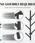2 Pack Vertical Coat Rack Wall Mount, Metal Slim 16 Inch Wall Hat Rack For Entryways And Closets, assembly details, black