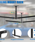 Double Paddleboard And Surfboard Ceiling Storage Rack For Garage Adjustable Overhead Hanger With Straps, Black, 200 Lbs.