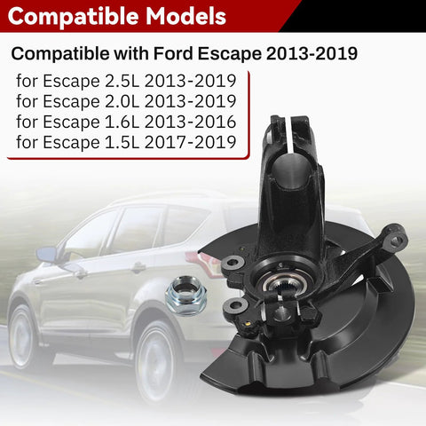 Front Wheel Bearing Hub And Passenger Steering Knuckle Assembly Plug And Play Replacement For Escape 2013 2019 Right Front