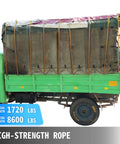Truck with green cargo tied using 9/16 Inch Double Braid Polyester Rope 200 Ft Heavy Duty Pulling Line For Towing And Rigging 1100 Lbs Load