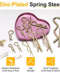 Thirty Pcs Zinc Plated Hitch Pin Clips Two Point Five By Forty Millimeters R Clips Hairpin Cotter Pins in heart-shaped tray