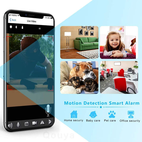 App interface showing live video from Stealthy Hidden Spy Camera Water Bottle HD 1080P Portable WiFi Cam with motion detection features