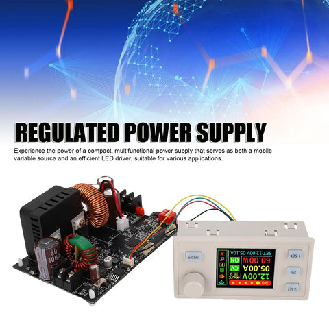 Adjustable 1200W DC CNC Regulated Power Supply for Laboratory Use with digital display and circuit board visible.