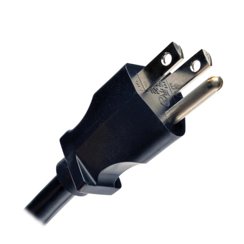 Close-up of plug on 12 Outlet Long Power Strip With 6 Foot Cord For Dorm Rooms Workbenches Shops And Garages, Beefy Heavy Duty Metal Housing