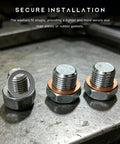 12 Pack Differential And Transfer Case Crush Washer Kit with copper washers and steel plugs, enhancing car care durability.