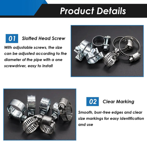 52Pcs Fuel Line Clamp Kit For Auto Repair And Maintenance Includes 8-18mm Hose Clamps And Adjustable From 1/4 Inch To 1-1/8 Inch (6-29mm)