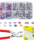 9.5mm Snap Fasteners Kit With Pliers, 100 Piece Hollow Multicolor Metal Buttons In Transparent Storage Box, Easy Snap Button Installation For Clothing Bags Jeans, DIY Sewing And Craft Projects