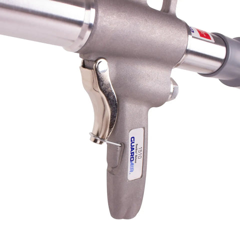 Close-up of trigger handle on Deluxe Pneumatic Gun Vacuum Cleaner Kit With 9-Inch Crevice Tool And High Filtration Collection Bag.