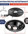 6 inch stove drip pans and coil element size details for 8 Piece Porcelain Drip Pans And Electric Stove Burner Replacement Set
