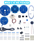 Hands On Soldering Practice Project Kit For DIY Globe And Planetary Motion Rotating Universe Model Electronic Kit With Music And Brightness Adjust For STEM Classroom Teaching Gift components including circuit boards, wires, LEDs, and switches.