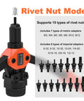 Dual Function Rivet Nut Tool Kit With 405 Rivet Nuts Blind Rivets 15 Mandrels And 5 Nozzles Multipurpose Riveting Gun