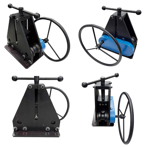Dinenovate Tr-50 Manual Pipe Bender 1.5 Inch Tubing Roller with a large anti-slip handwheel, showing sturdy steel construction.