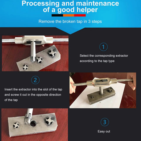 10 Pcs Tap Extractor Set For Broken Screws And Fasteners Steel Screw Remover Tools In use on metal plate