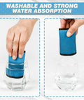 Demonstration of the Keeps You Cool With Cooling 3 Layer Breathable Hard Hat Sweat Bands Set absorbing water in glass