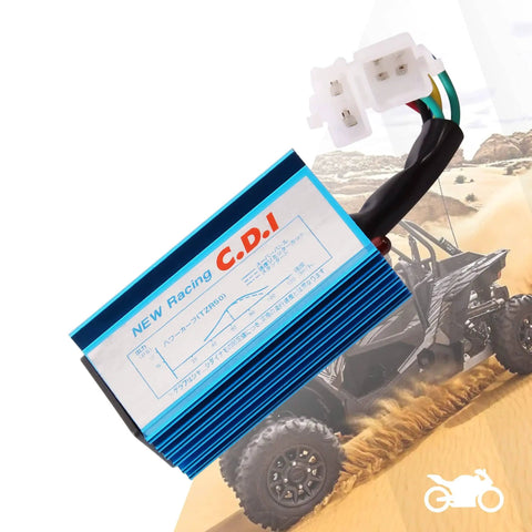 AC 6 Pin Racing CDI Box For CG125 150cc 200cc 250cc Vertical Engines, plug and play replacement module, shown with connectors