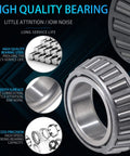 Boat trailer axle bearing kit front view: metal roller bearing with inner race and kit components