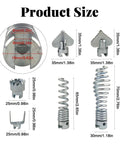 Six-piece set of Heavy Duty Pro Grade 16mm Manganese Steel Drain Cleaner Cutter Heads dimensions with pipeline dredging kit key.