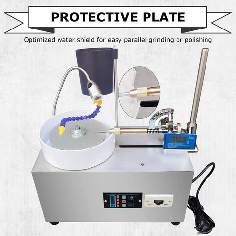 Professional Grade Lapidary Faceting Machine For Jade Crystal And Agate Stone Work Featuring Slick Adjustable RPM Copper Motor with water shield.
