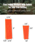 Amazon tree felling wedges with spikes; two orange plastic wedges, 8 inches and 5.5 inches tall, with textured spikes.