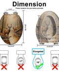Toilet Seat Slow Close for Bathroom Replacement, oval shape with deer forest design, dimensions 19-11" x 14-3/10".