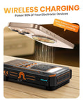 On The Go 48000mAh Solar Charger Power Bank With Four Solar Panels Wireless Charging Four Built In Cables