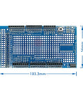 Prototype Shield With Breadboard For Mega Due Giga Solderable PCB Proto Shield Expansion Board for Easy Prototyping dimensions