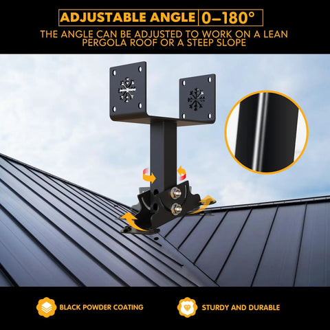 Heavy Duty Adjustable 5.55 Inch Pergola Roof Riser Beam Brackets Hardware Kit For Patio Cover Fits 6x6 And 6x8 Wood Beams Black Powder Coated Steel Built To Weather Tough And Last In Outdoor Settings