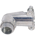 Top Shelf 90 Degree Squeeze Connector In Die Cast Zinc Alloy For 1 2 Inch Conduit Fitting, detailed view of the connector.