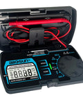 Pocket Size Dope Digital Multimeter With Auto Range For DC And AC Voltage And Current, open with probes in holder