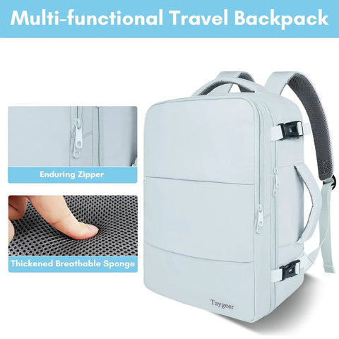 Carry On Travel Backpack 40L For Women Airline Approved Underseat Personal Item with durable zipper and breathable sponge material