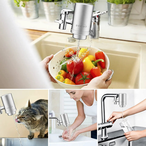 Sink Faucet Water Filter Purifier With 304 Stainless Steel Housing Keeps Your Tap Water Fresh, Removes 99.99% Lead