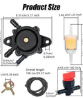 Product size dimensions for Full Throttle Fuel Pump Kit With Filter And Hose For Kohler Briggs Stratton Kawasaki Yamaha Lawn Mower Tractor.